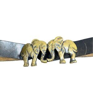 Dans Mathews Kenya 1994 Handmade Leather Belt With Bronze Elephant Buckle